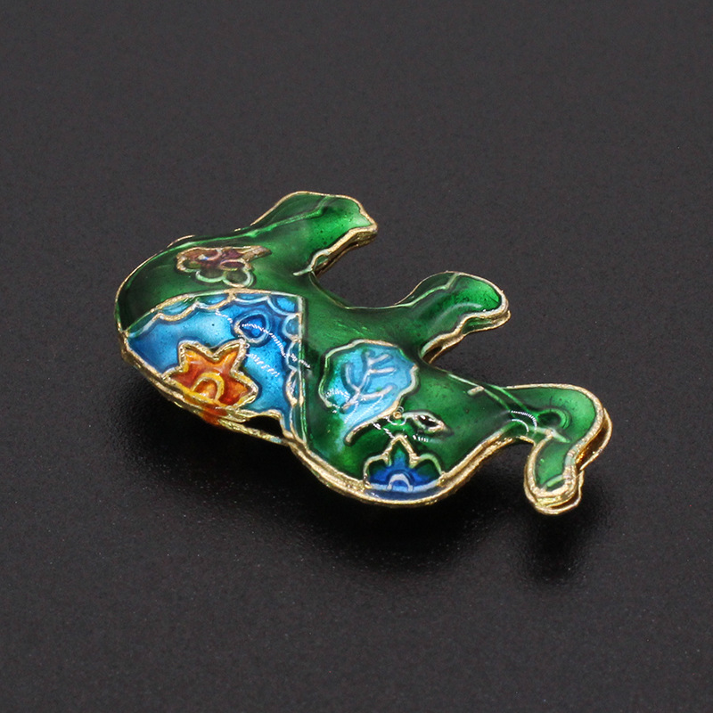 Traditional high-temperature enamel mechanism silver-blue ancient-style jewelry accessory, back cloud partition beads, cloisonne 31*19 elephant beads details Picture
