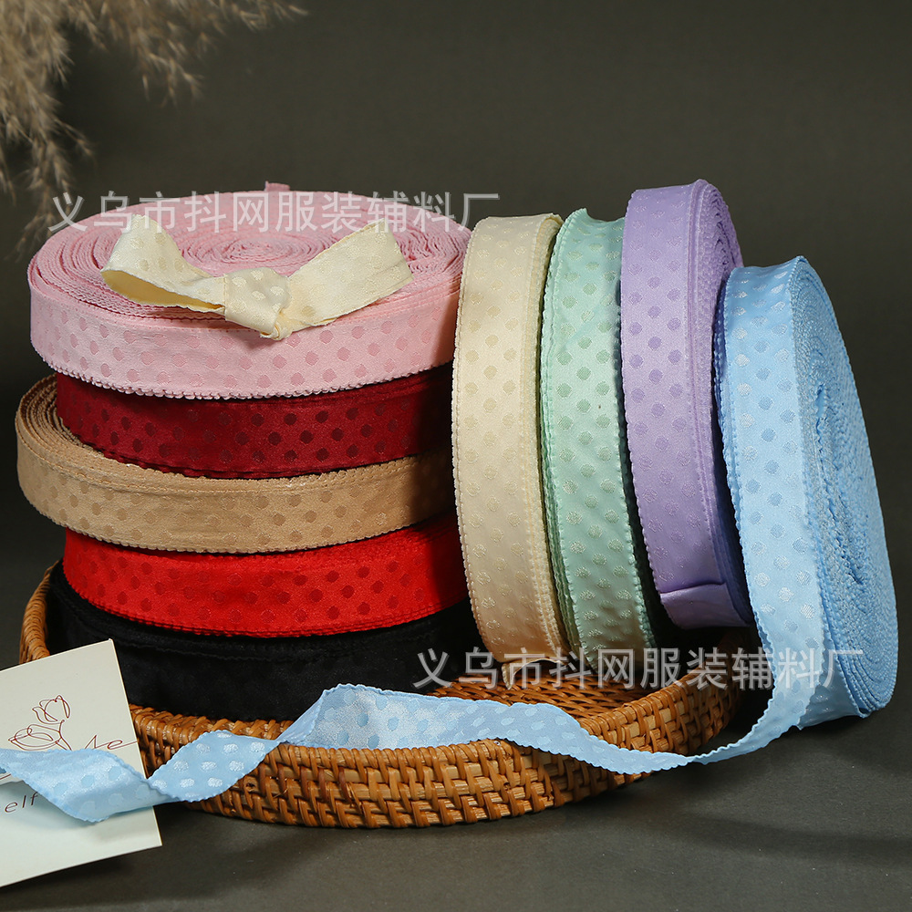 Colorful black fungus lace double-sided polka dot ribbons, DIY bow hair accessories, clothing ribbons and other accessories in stock