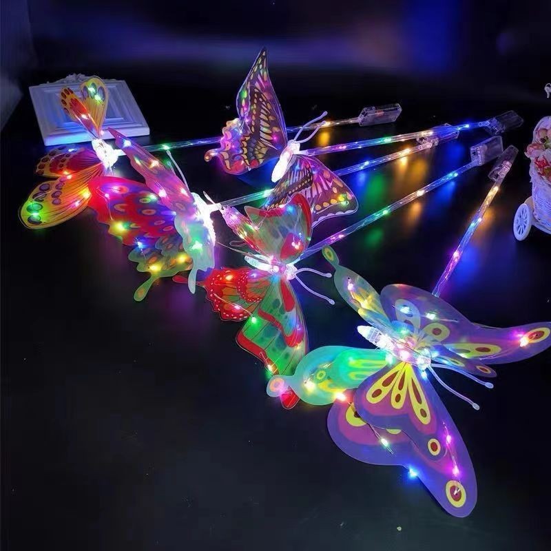 New type of luminous butterfly led light, hand-held magic wand DIY toy, ground promotion night market gift, flashing and swinging butterfly Specification image