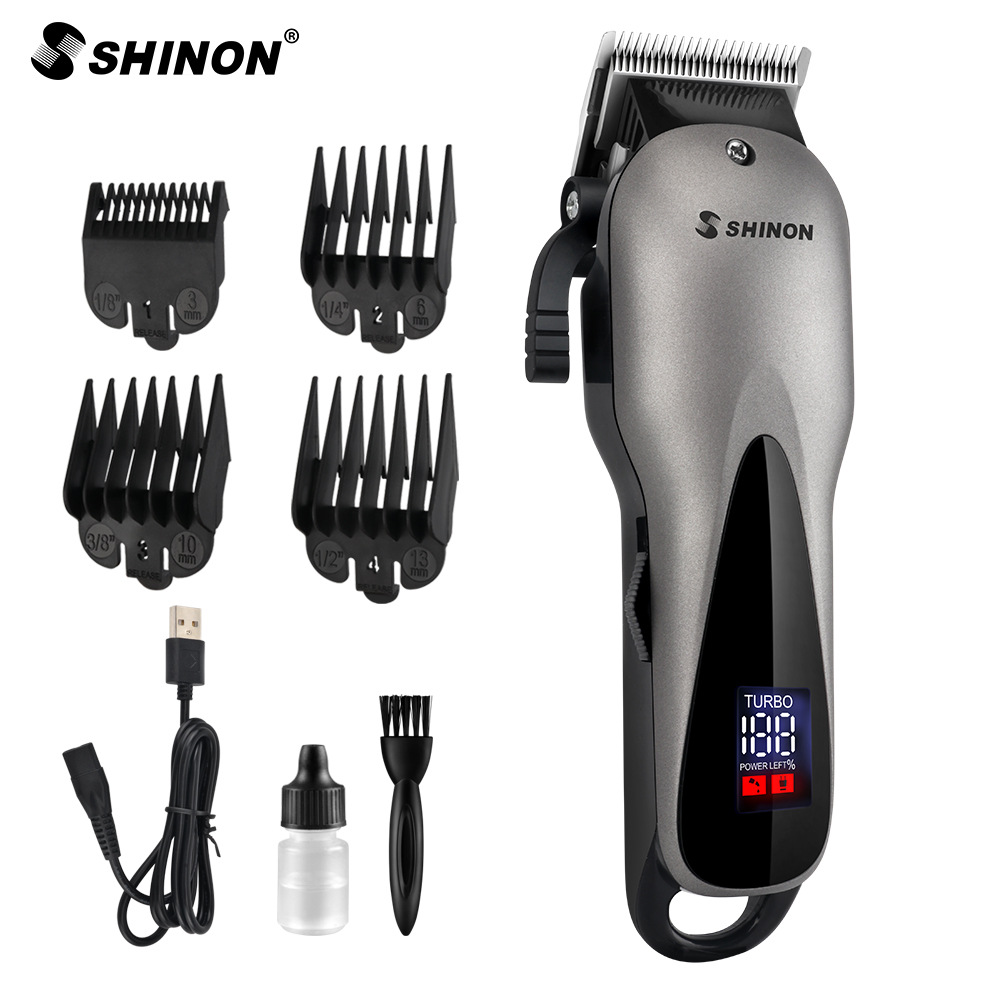 Cross border LCD display oil head gradient cutter recargable electric pusher profesional hombre skinhead empuje corte de pelo blanco