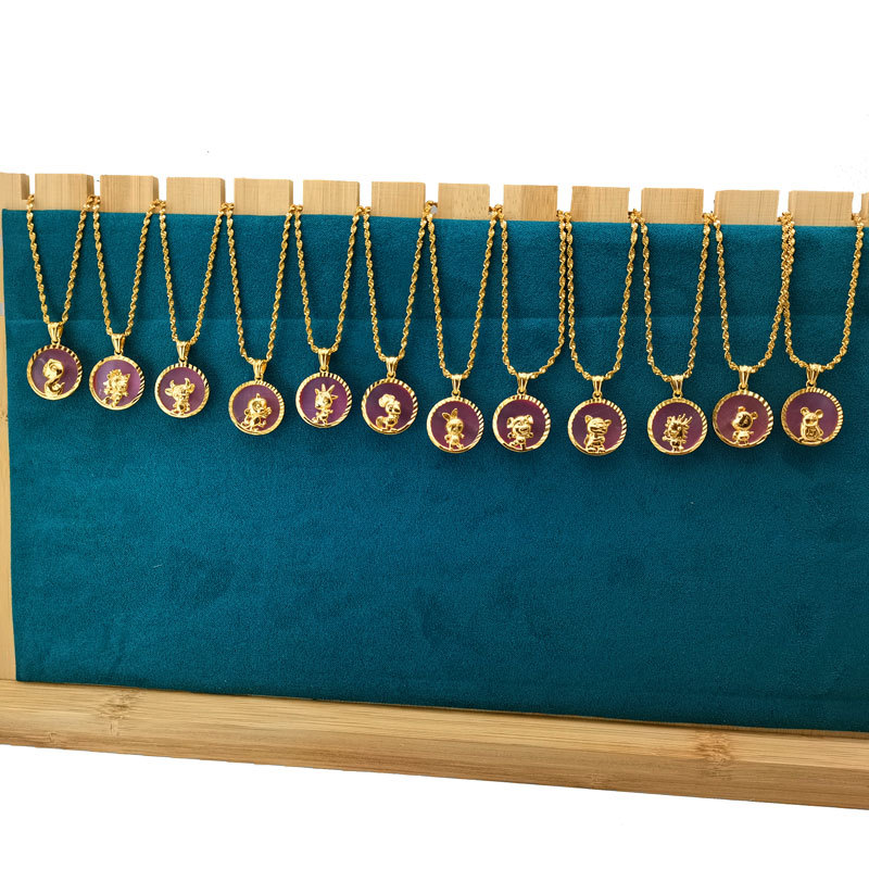 Cross-border new copper inlaid cat's eye 12 Chinese zodiac necklace pendant diy animal pattern 12 Chinese zodiac necklace accessories Application Scenario