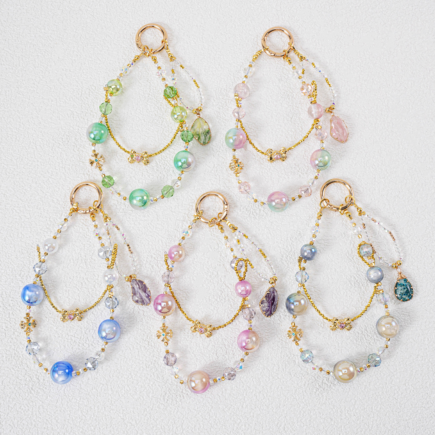 【海蒂高端手机链】手机链轻奢风水晶手机链手工串珠短款手腕挂链