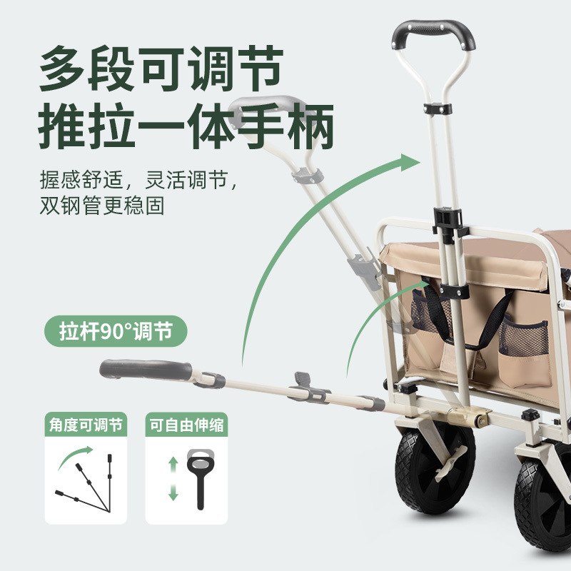 Outdoor camping cart, all-metal campsite trailer, foldable stall cart, lightweight travel, camping and picnic details Picture