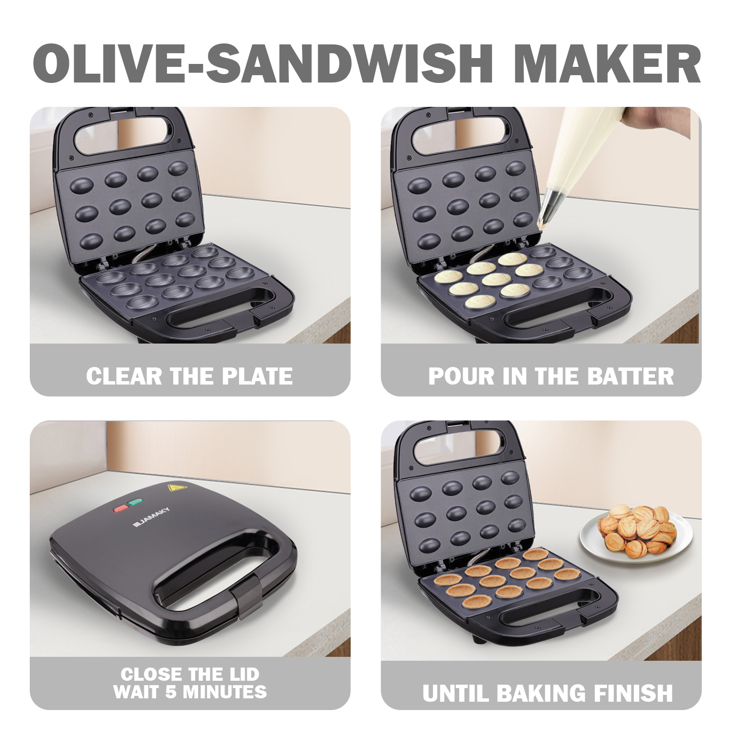 JAMAKY三明治早餐机多功能家用小型轻食吐司华夫饼烤面包JMK2009细节图