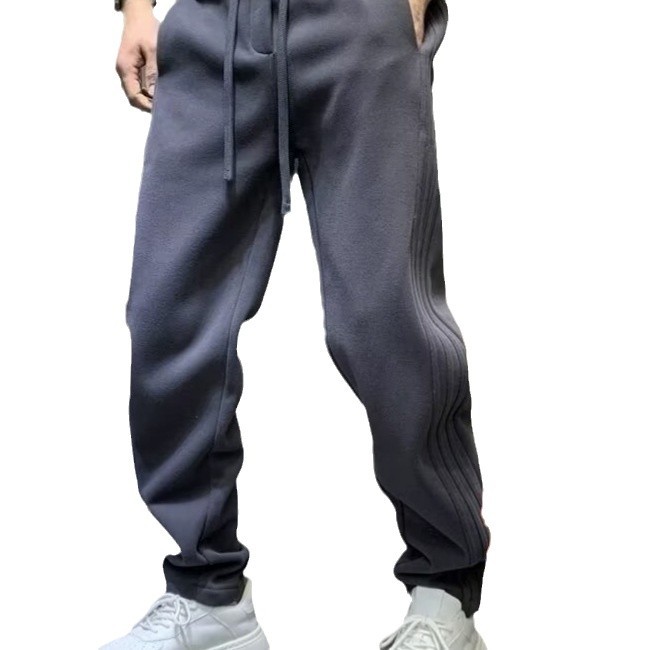 The new 2024 autumn/winter collection of fleece pants for men's sportswear sweatpants, trendy loose straight-leg solid color casual Harem pants for men Item Picture