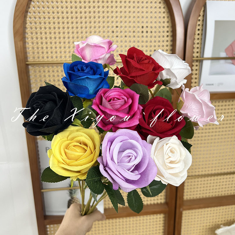 Single-branch velvet rose waterfall, romantic shopping mall park, popular check-in and photo backdrop, wedding arch, photography props