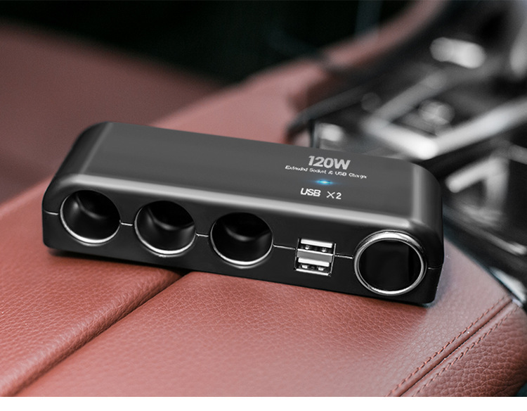 Dual USB 1.4-inch car power supply car charger, 1.4-inch car cigarette lighter power distributor Item Picture