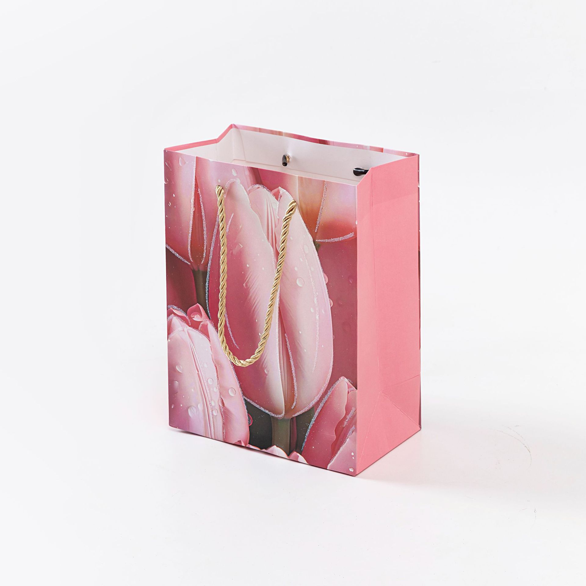 New Christmas gift bags for foreign trade, cross-border exclusive tulip flower series clothing and cosmetics packaging, hand-held bags, paper bags and gift bags Item Picture