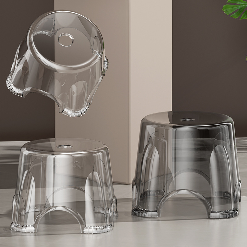 亚克力透明小凳子家用矮凳客厅茶几儿童圆凳加厚椅子塑料板凳批发