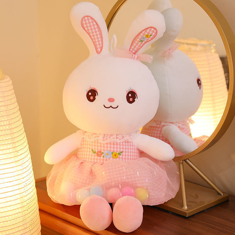 Lindo vestido conejo peluche conejo de colores bonnie pacificador pequeño conejo blanco muñeca de trapo regalo de cumpleaños para niños