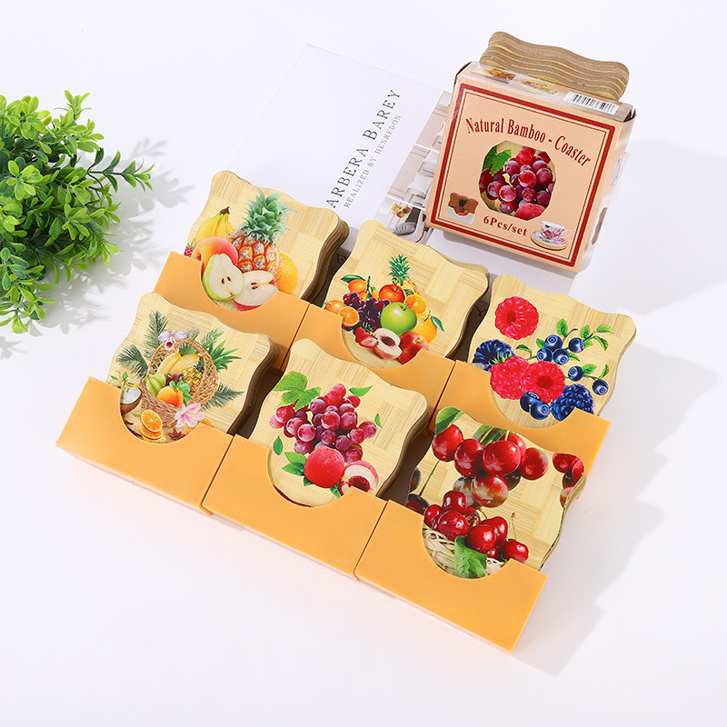 厂家直供家用餐桌垫创意酒店杯垫餐垫加厚木质印花碗垫