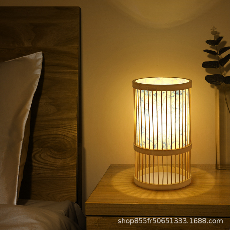Bamboo weaving lamps, Chinese-style tea room, homestay, guest room, living room, Zen tea, new Chinese-style lanterns, creative Japanese bamboo art table lamps Application Scenario