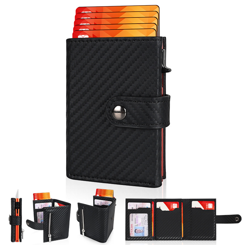 Customized Cross-Border Bestsellers, Fashionable Pu Leather, Metal Aluminum Alloy, Anti-Demagnetization, Large-Capacity Id Card Bag, Loose Change Wallet details Picture
