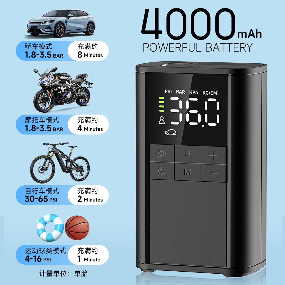 New smart handheld car tire air pump, electric high-pressure air pump, portable wireless car air pump Item Picture