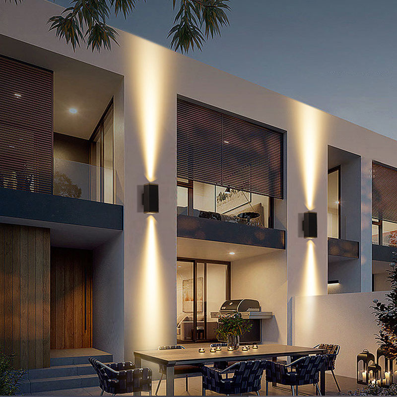 LED户外防水方形壁灯上下照射灯过道走廊围墙灯E27灯头单双头壁灯细节图