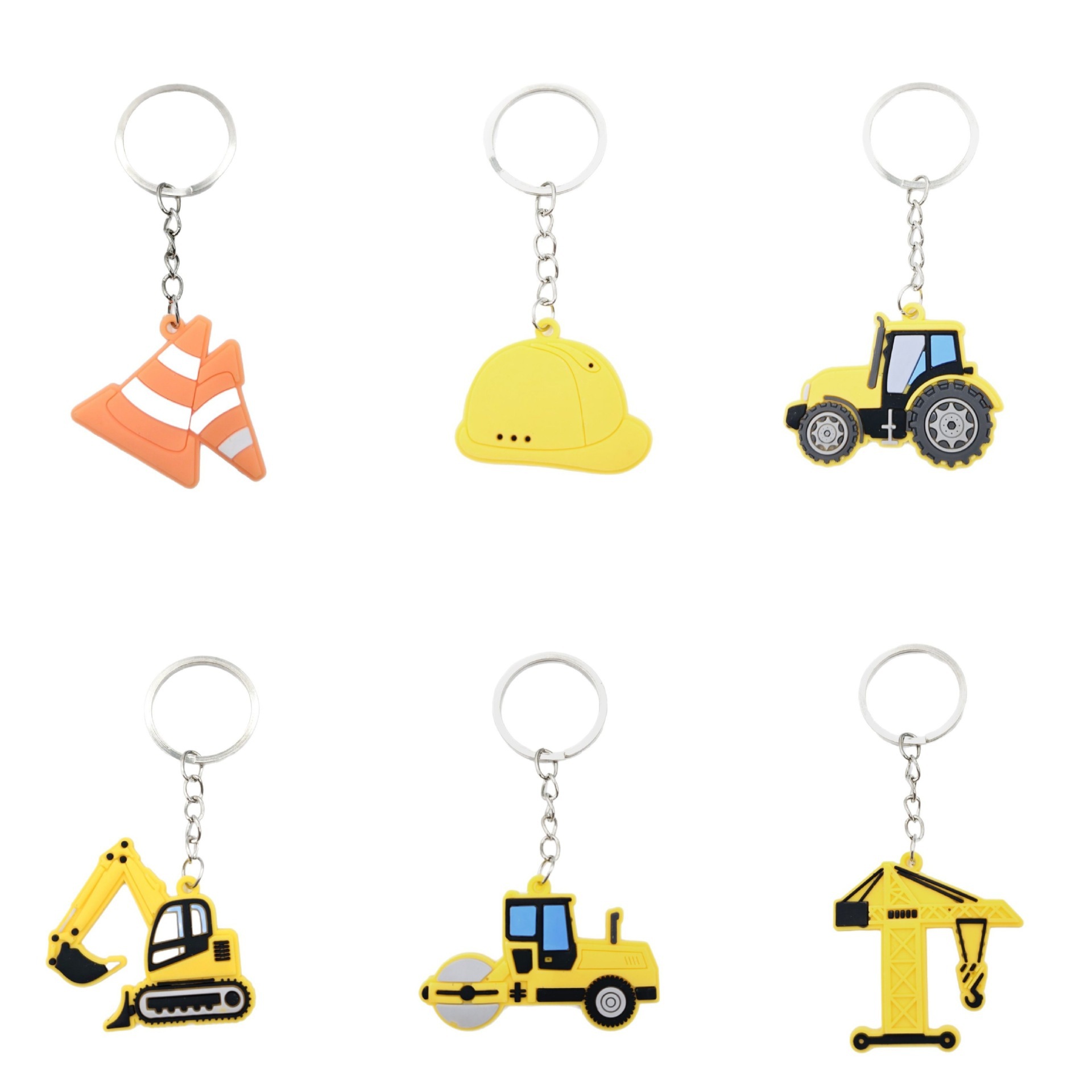 Wholesale of cross-border excavator cartoon keychains, PVC soft rubber key chains, pendants and small gifts for school students