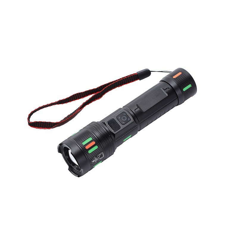 The new cross-border high-intensity zoom multi-functional flashlight Type-C rechargeable fluorescent electric whitening laser LED flashlight