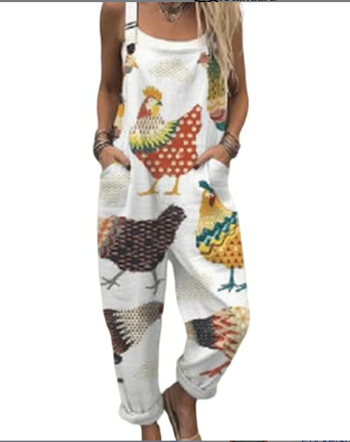 (Japanese Button) Cross-border women's clothing Amazon European and American summer digital 3D printed button overalls casual halter pants Application Scenario