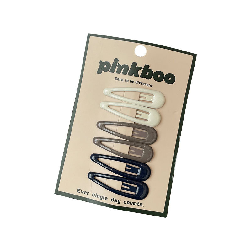 New Korean-style colorful teardrop hair clips, handcrafted children's side bangs clips, color-blocking girl bye-bye hair accessories Item Picture