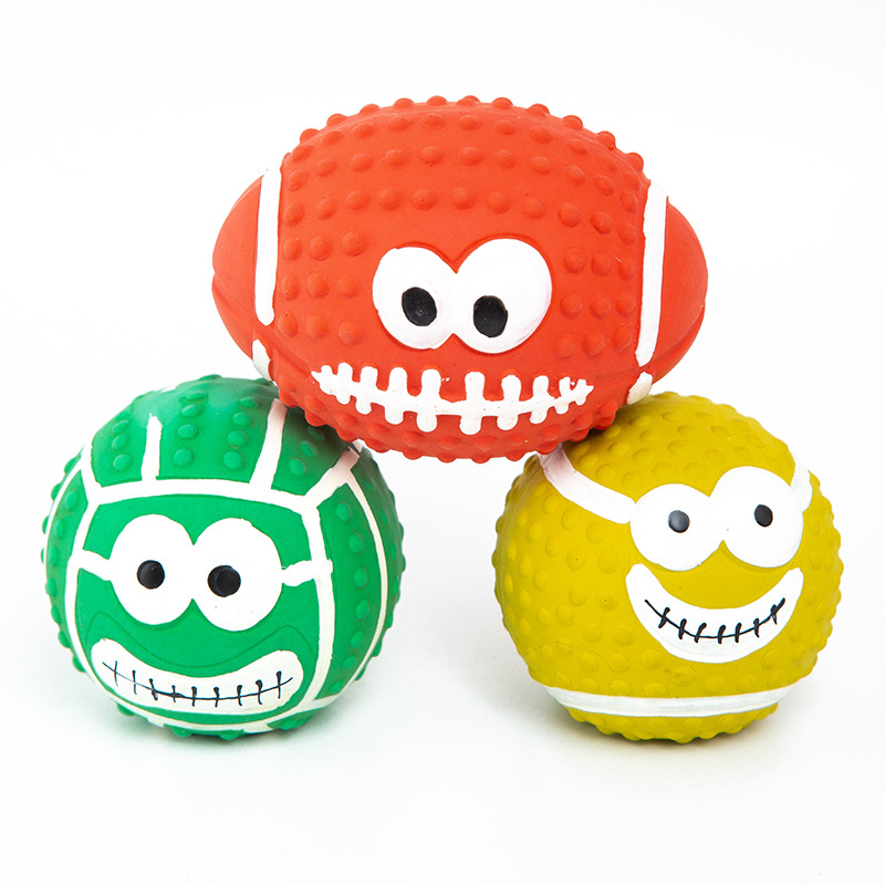 Pet latex toys, teething rugby balls, elastic balls, barking dog toys, self-entertainment pet dog toys Specification image