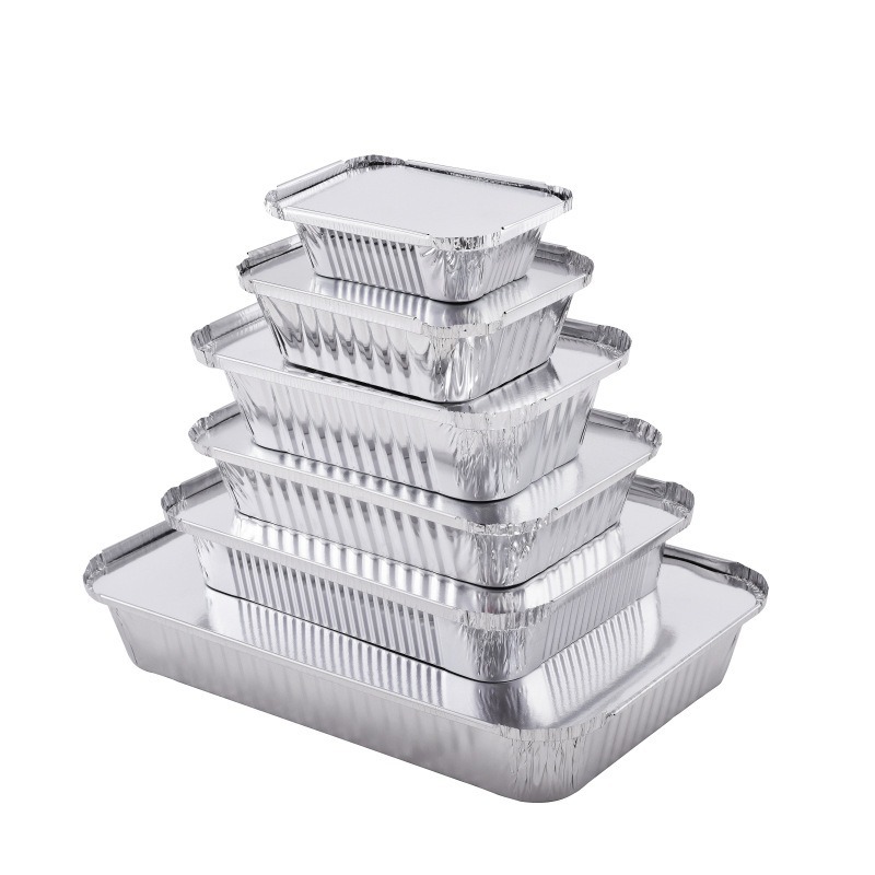 Square tin foil box for barbecue, rice baking, oven, disposable takeout box for baking, air fryer, household aluminum foil lunch box Application Scenario