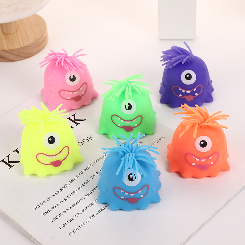 Creative, cute smiling, funny little monster, stress-relieving and venting ball, adult and children's hand-molded stress-relieving toys, pinching fun details Picture