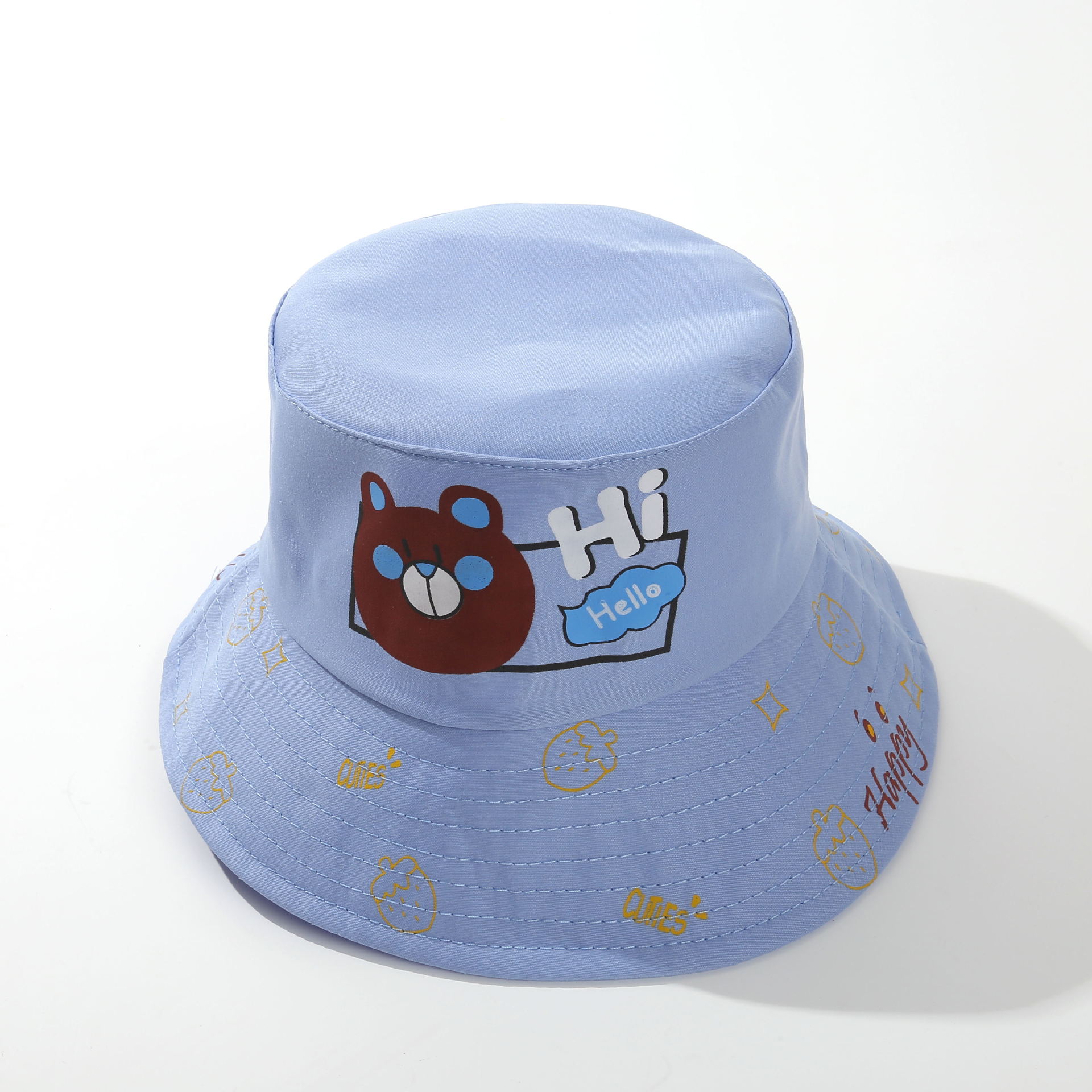 Children's fisherman hats for spring and autumn, new sunshade baby basin hats, cute cartoon and versatile bear hats, Korean version for export Item Picture