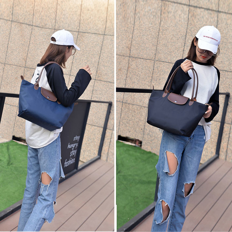In-stock cross-border Oxford cloth foldable large-capacity dumpling bag handbag, single-shoulder bag, large bag, women's bag shopping bag Specification image