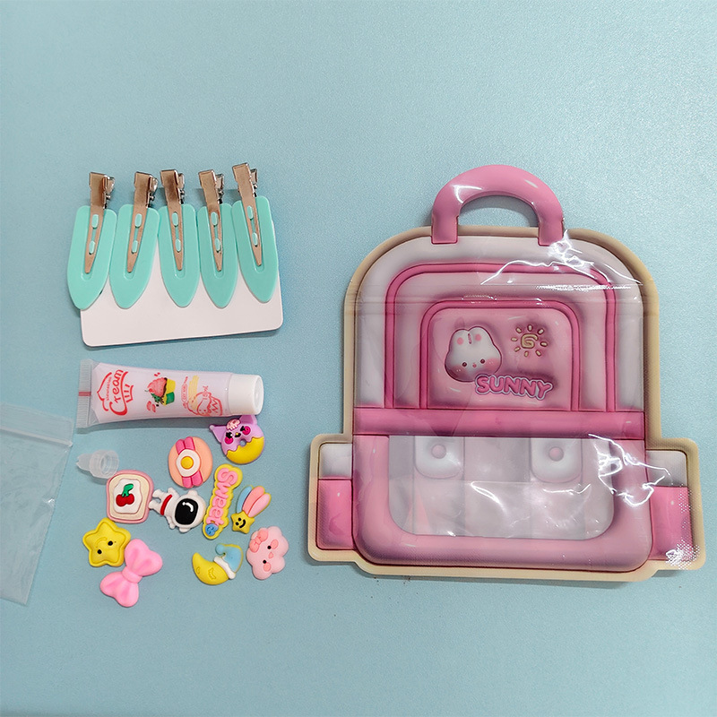 跨境儿童女孩可爱手作奶油胶发夹DIY手工包材料包可爱树脂配件6-8