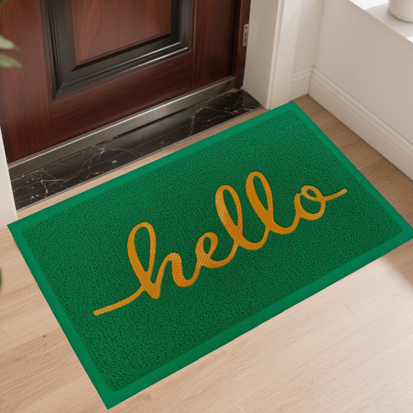 Factory direct sales of silk ring floor MATS: Waterproof, anti-slip, wear-resistant, dirt-resistant and easy to maintain. hello entrance door foyer floor mat Application Scenario