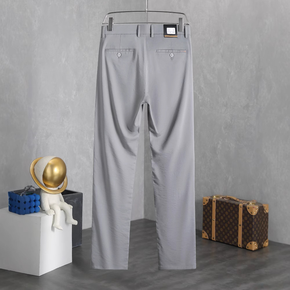 Spring/Summer light luxury four-sided pop-up high-end casual pants for men, straight-leg business loose, fashionable, cool and trendy men's pants, simple and elegant Specification image