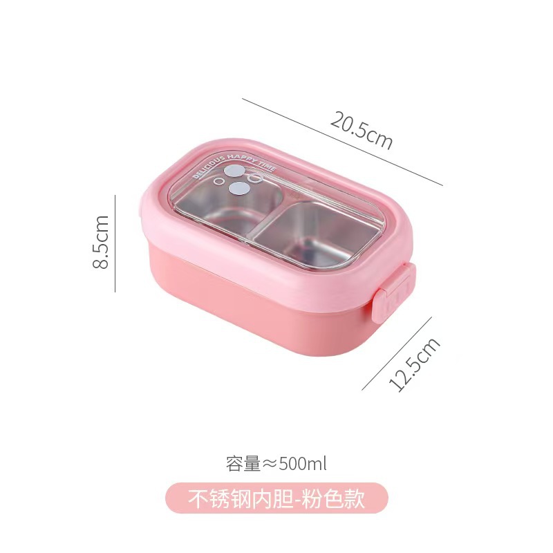 Student Japanese-style 304 stainless steel lunch box with compartments, office worker plastic lunch box with tableware details Picture