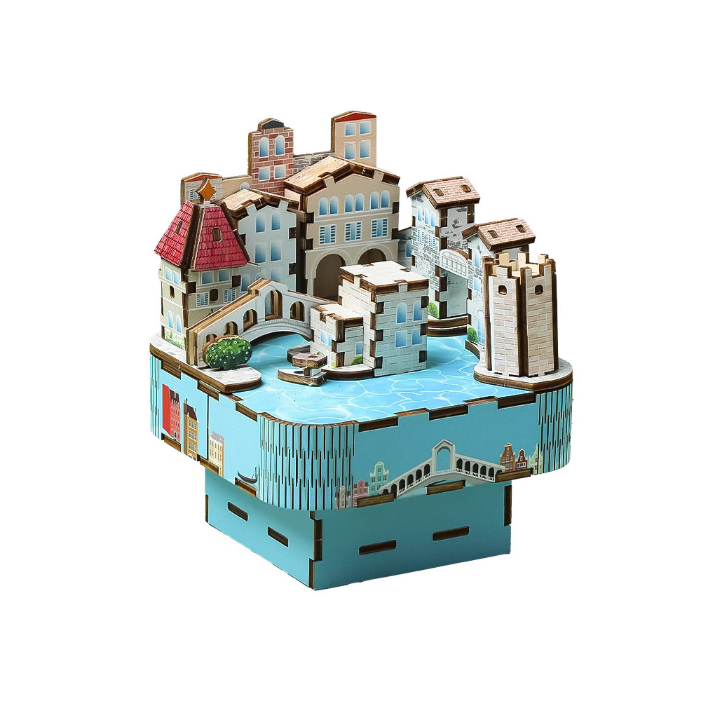 Chao Tong Assembly Music Box, diy music box building blocks, birthday gifts, creative stress-relieving decorations for boys and girls Item Picture