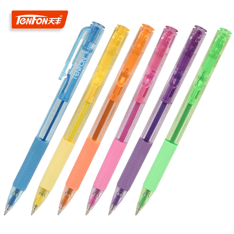 Foreign trade six-color ballpoint pen, colored core jumping ballpoint pen 5220 simple ballpoint pen full figure