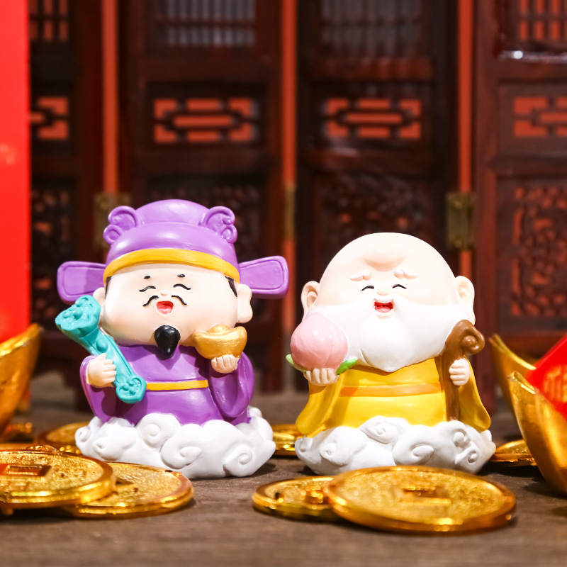 Wholesale of Five-way God of Wealth decorative items, New Year's blessing gifts, home good luck resin handicrafts Specification image