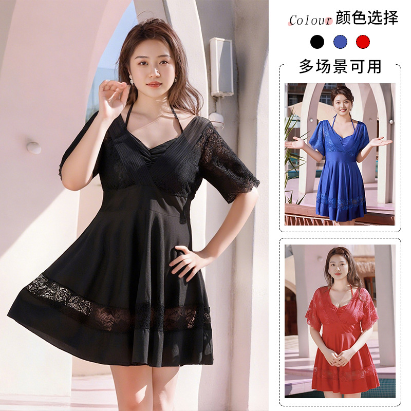 爆款特大码泳衣女200斤分体保守遮肉宽松胖mm加肥加大温泉泳装-092912