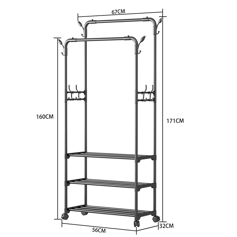 挂衣服龙门架/衣架木头/晾衣杆支架杆/榉木衣架白底实物图