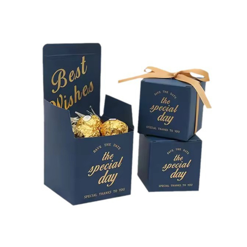 Wedding and engagement gifts: Chocolate wedding cookies, candy packaging, bow gift box, gilded style, bulk order Specification image