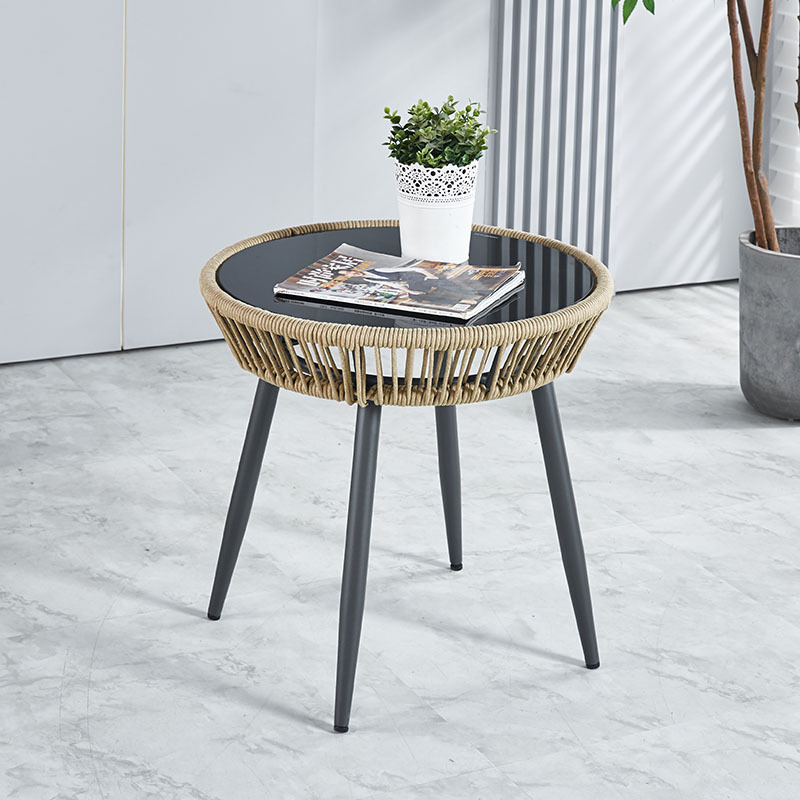 Waterproof outdoor table and chair, popular balcony rattan chair coffee table three-piece set, courtyard garden leisure rattan chair three-piece set Specification image