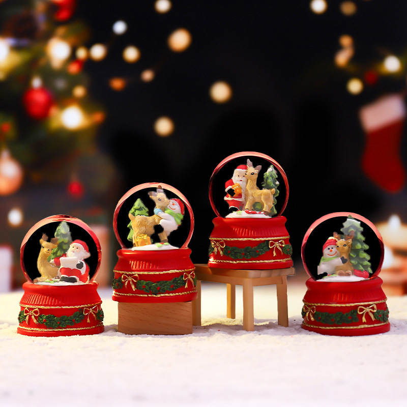 New cartoon Christmas small crystal ball luminous mini Christmas gift, children's gift wholesale display piece
