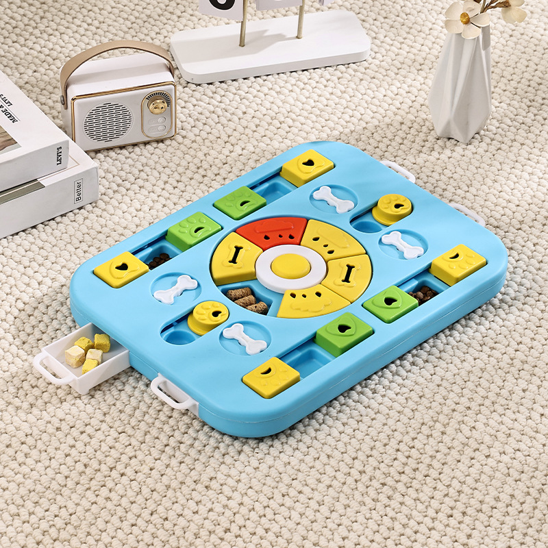 Rongka Pet Cross-border Pet Slow Food Toy Anti-slip Rectangular Multi-functional Dog Vocal Puzzle Plate Roller Hidden Food Slow Food Bowl Toy