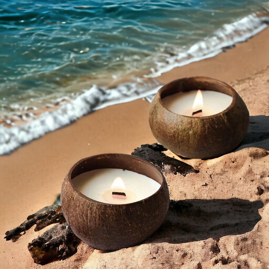 Baoye Natural Soy Wax Coconut Scented Candles Coconut Shell Candle Wax Wooden Cotton Core Wholesale Fragrance Home Niche Decorative items Specification image