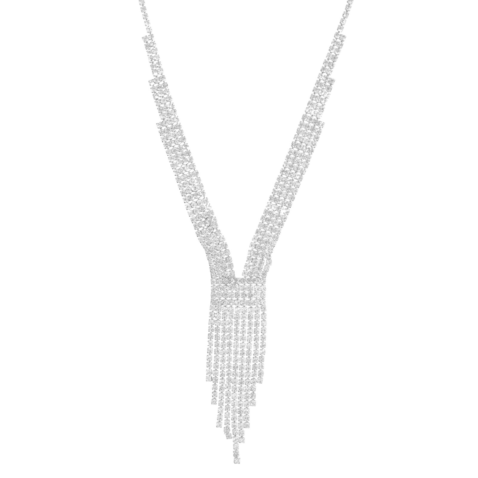 Cross-border diamond-encrusted V-shaped necklace, long tassel necklace, full diamond shining claw chain, simple and fashionable party and banquet accessories wholesale Application Scenario