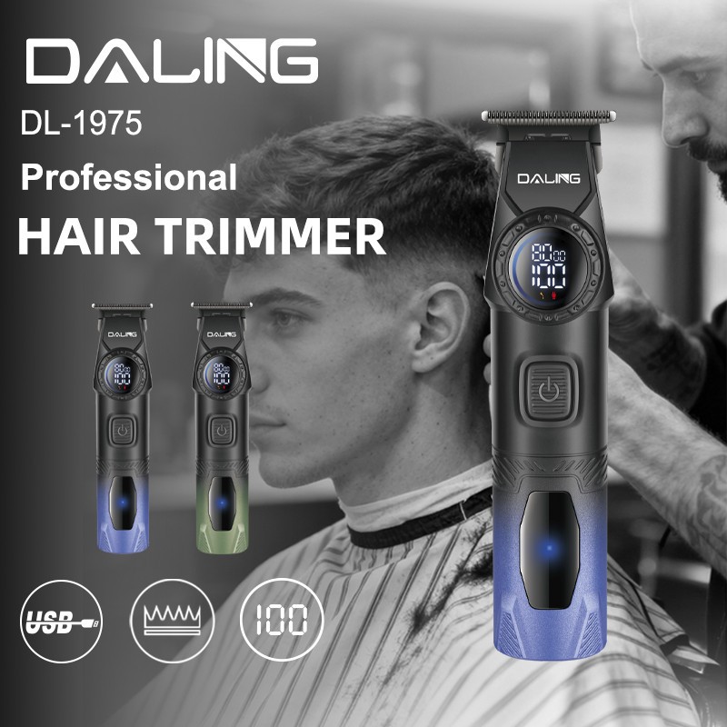 DALING darling 1975 retro cabeza de aceite corte de pelo degradado pantalla digital pusher pusher eléctrico grabado USB peluquería