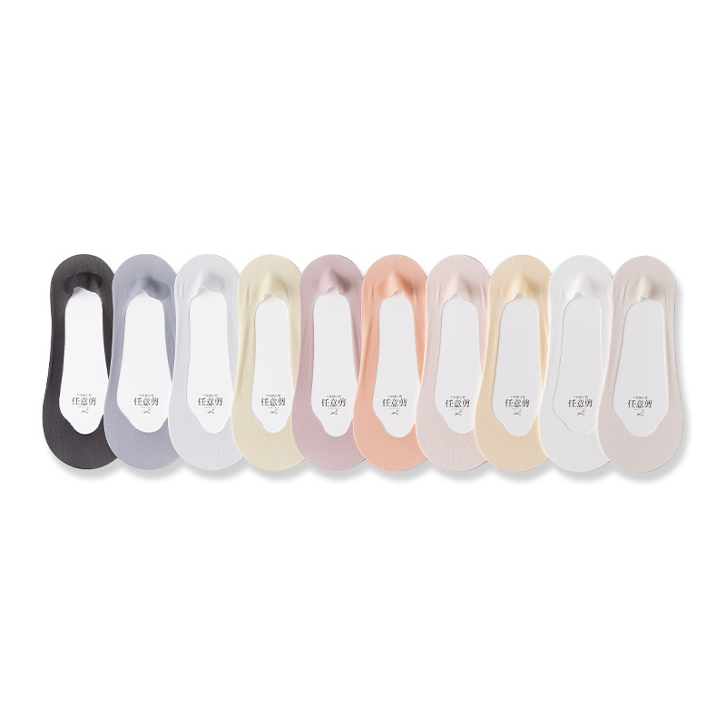 Ice silk boat socks for women's summer, thin pure cotton sole, sweat-absorbing, breathable, anti-slip, non-dropping, shallow mouth invisible high heel socks Item Picture