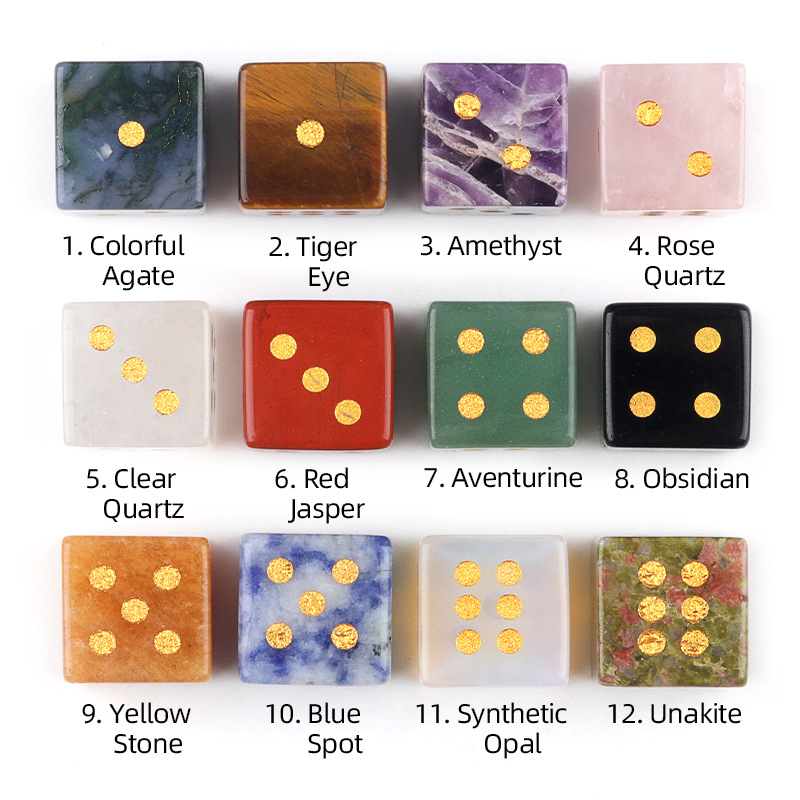 2316-天然紫水晶骰子 水草玛瑙虎眼石色子半宝石骰子 跨境新品产品图