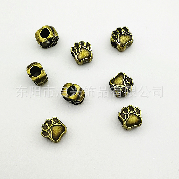Cross-border Little Bear Paw Large Hole bead cartoon animal alloy bracelet and bangle diy Handcrafted ancient method loose bead jewelry accessories Specification image