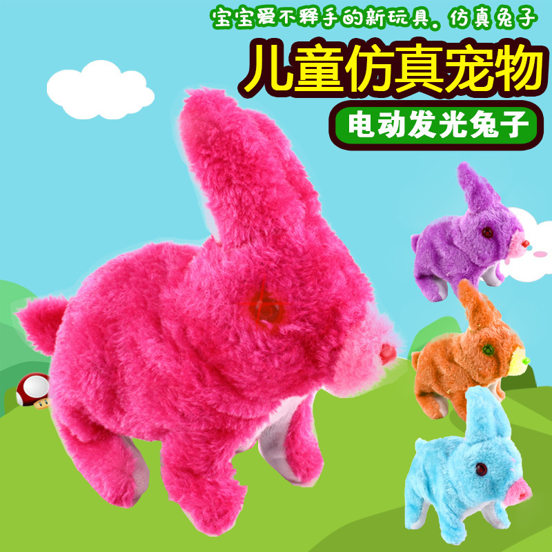 New electric plush luminous rabbit that can jump and cry, realistic rabbit children's luminous toys, street stall supply Application Scenario