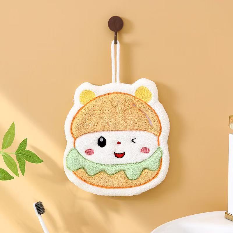 Cute cartoon hand towels, kitchen coral fleece children's hand towels, can be hung, no odor, no mold, strong water absorption Specification image