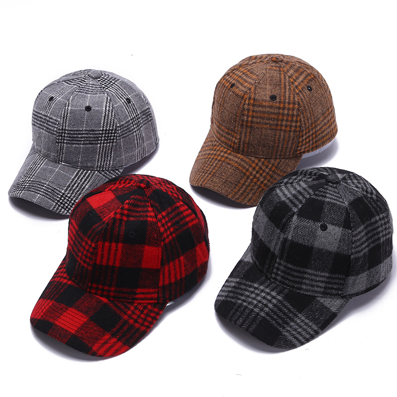 一件代发时尚棉质防尘棒球帽 圆顶格纹太阳帽户外跑步防风帽子